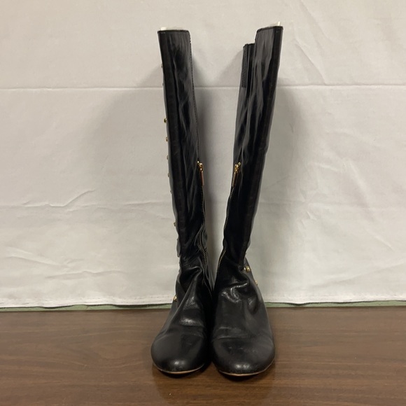 Michael Kors Ailee Black Leather Knee High Boots - Picture 2 of 7